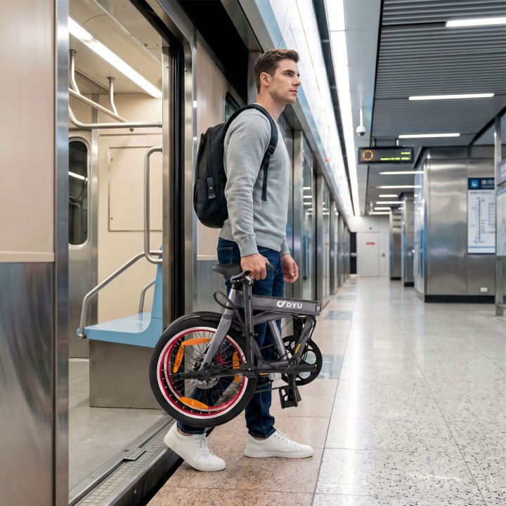 Bicicleta eléctrica plegable ultraligera de 14 kg – DYU SP1 – vista 4