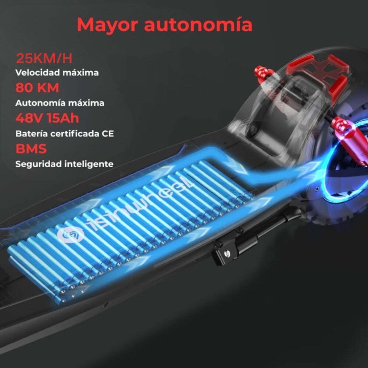 Patinete eléctrico todoterreno 80 km, ruedas 11" – iSinwheel GT2 – 8