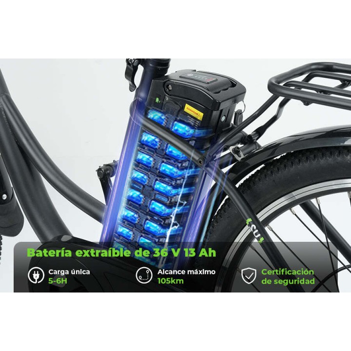Bicicleta eléctrica urbana de cuadro bajo, 90 km – iSinwheel U2 – 4