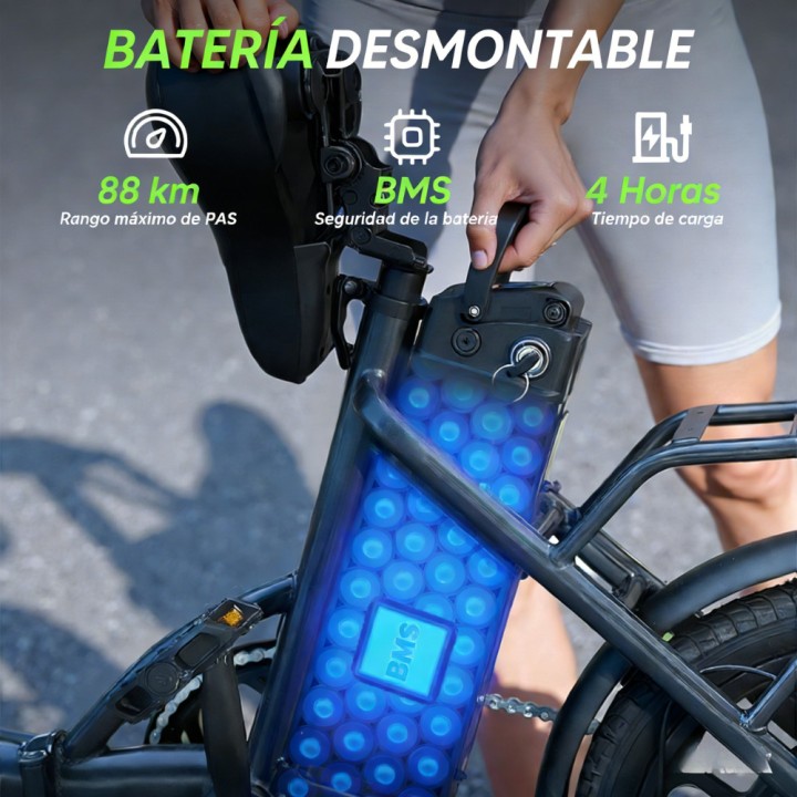Bicicleta eléctrica plegable 500 W y 88 km – iSinwheel U4 – 9