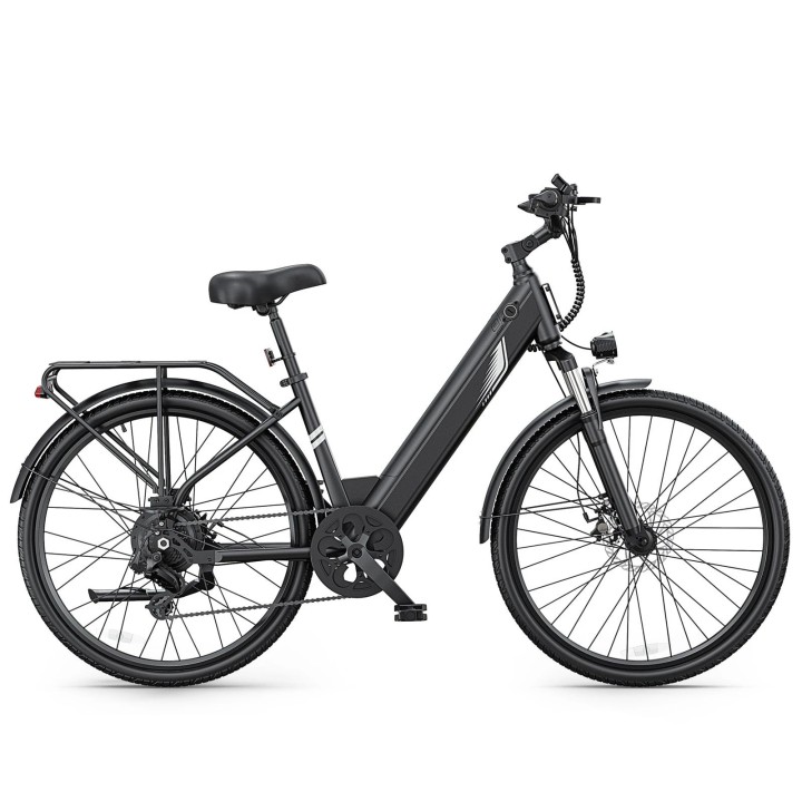 City electric bike 26" with suspension and rear rack – DYU C7 Lite