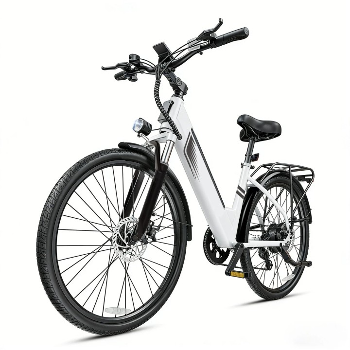 Bicicleta eléctrica urbana 26" con suspensión y portaequipajes – DYU C7 Lite – 3
