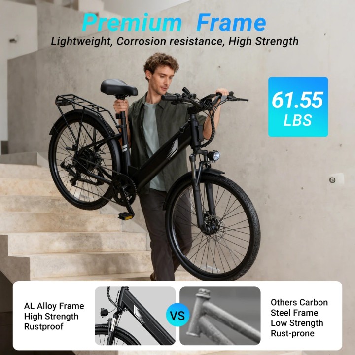 City electric bike 26" with suspension and rear rack – DYU C7 Lite – 5