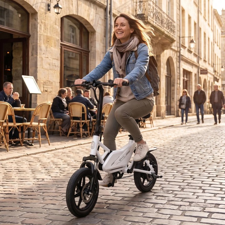 Mini bicicleta eléctrica plegable de 14" con acelerador – DYU X1 Mini – 11