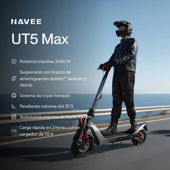 Patinete eléctrico todoterreno 12" con 2400 W y 100 km – NAVEE UT5 Max – 2