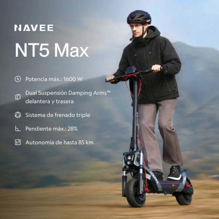 Patinete eléctrico con ruedas de 10,5" y doble suspensión – NAVEE NT5 Max – 2