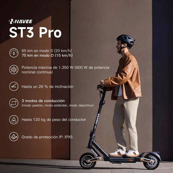 Patinete eléctrico con triple freno y 75 km – NAVEE ST3 Pro – 2