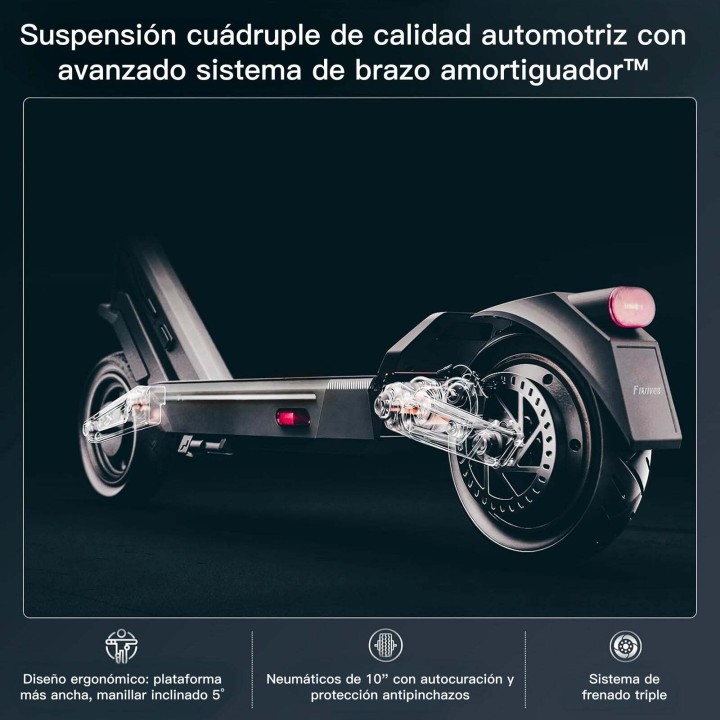 Patinete eléctrico con triple freno y suspensión delantera y trasera – NAVEE ST3 – 3