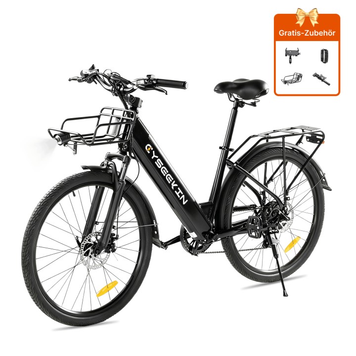 Urban electric bike 26" with basket and rear rack – Cyseekin S10 – 2