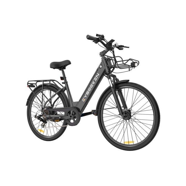 Bicicleta eléctrica urbana 26" con cesta y portaequipajes – Cyseekin S10 – 3