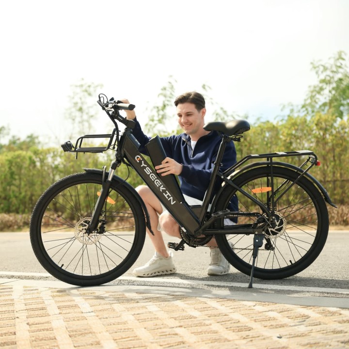 Urban electric bike 26" with basket and rear rack – Cyseekin S10 – 5